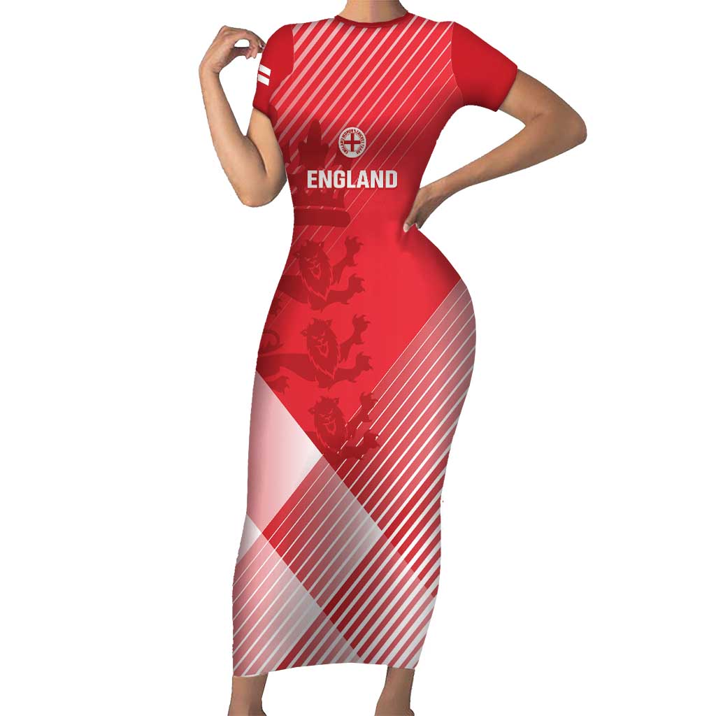 Custom England Cricket Short Sleeve Bodycon Dress Go Champions Sporty Style