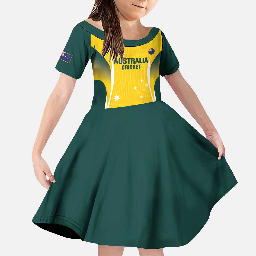 Custom Australia Cricket Family Matching Long Sleeve Bodycon Dress and Hawaiian Shirt Go Champions Aussie