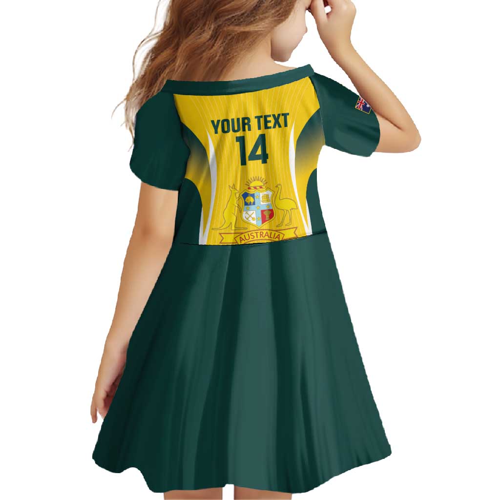 Custom Australia Cricket Family Matching Long Sleeve Bodycon Dress and Hawaiian Shirt Go Champions Aussie