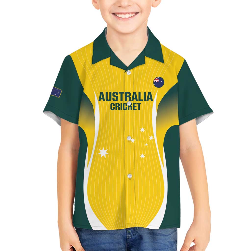 Custom Australia Cricket Family Matching Long Sleeve Bodycon Dress and Hawaiian Shirt Go Champions Aussie