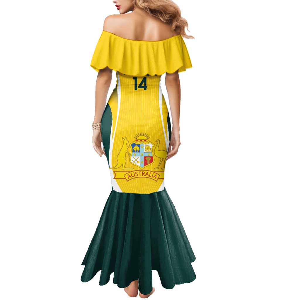 Custom Australia Cricket Family Matching Mermaid Dress and Hawaiian Shirt Go Champions Aussie