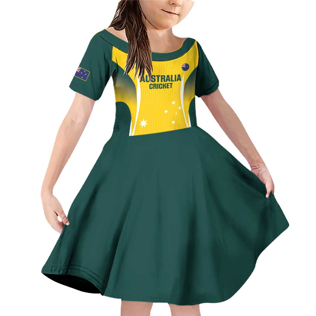 Custom Australia Cricket Family Matching Off Shoulder Short Dress and Hawaiian Shirt Go Champions Aussie