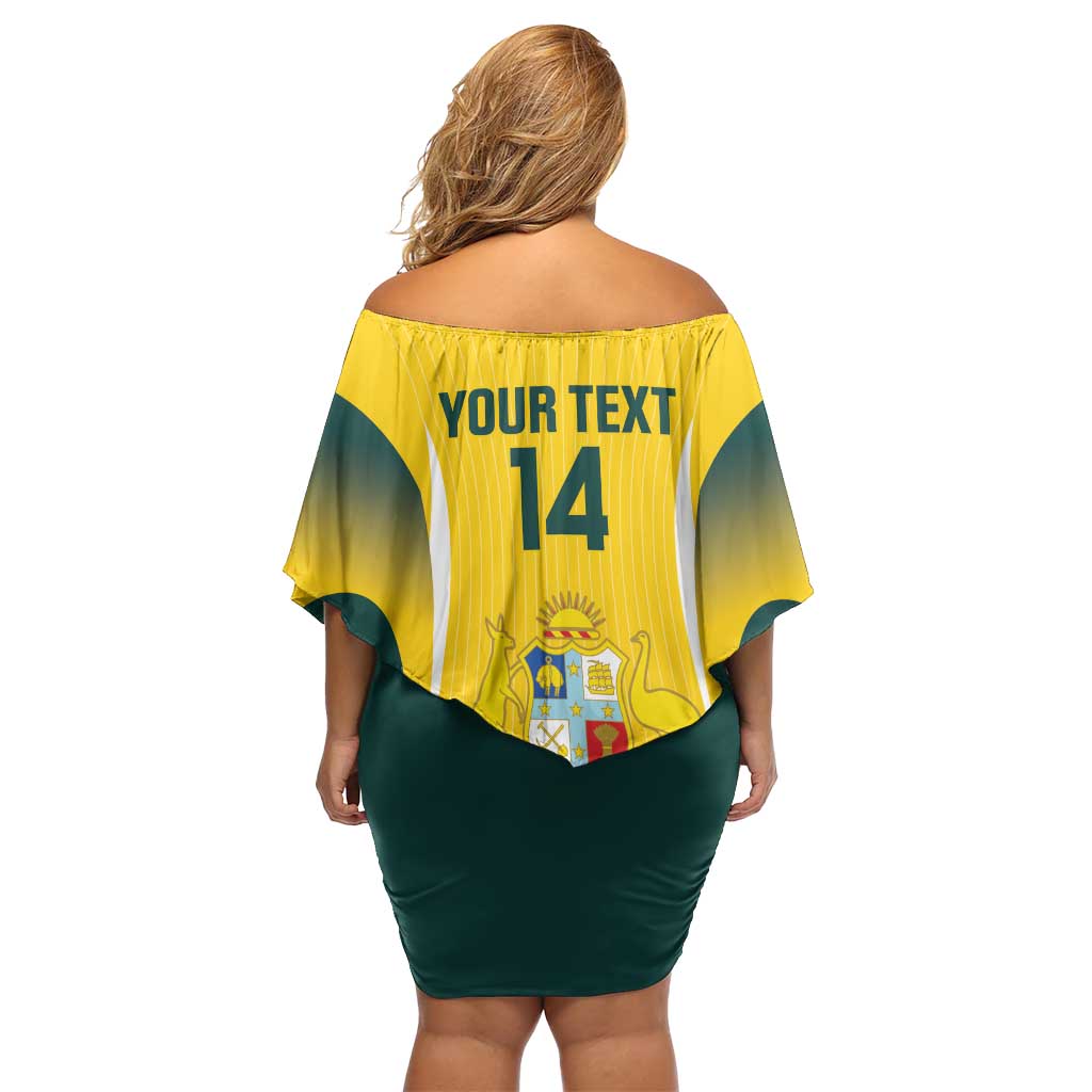 Custom Australia Cricket Family Matching Off Shoulder Short Dress and Hawaiian Shirt Go Champions Aussie