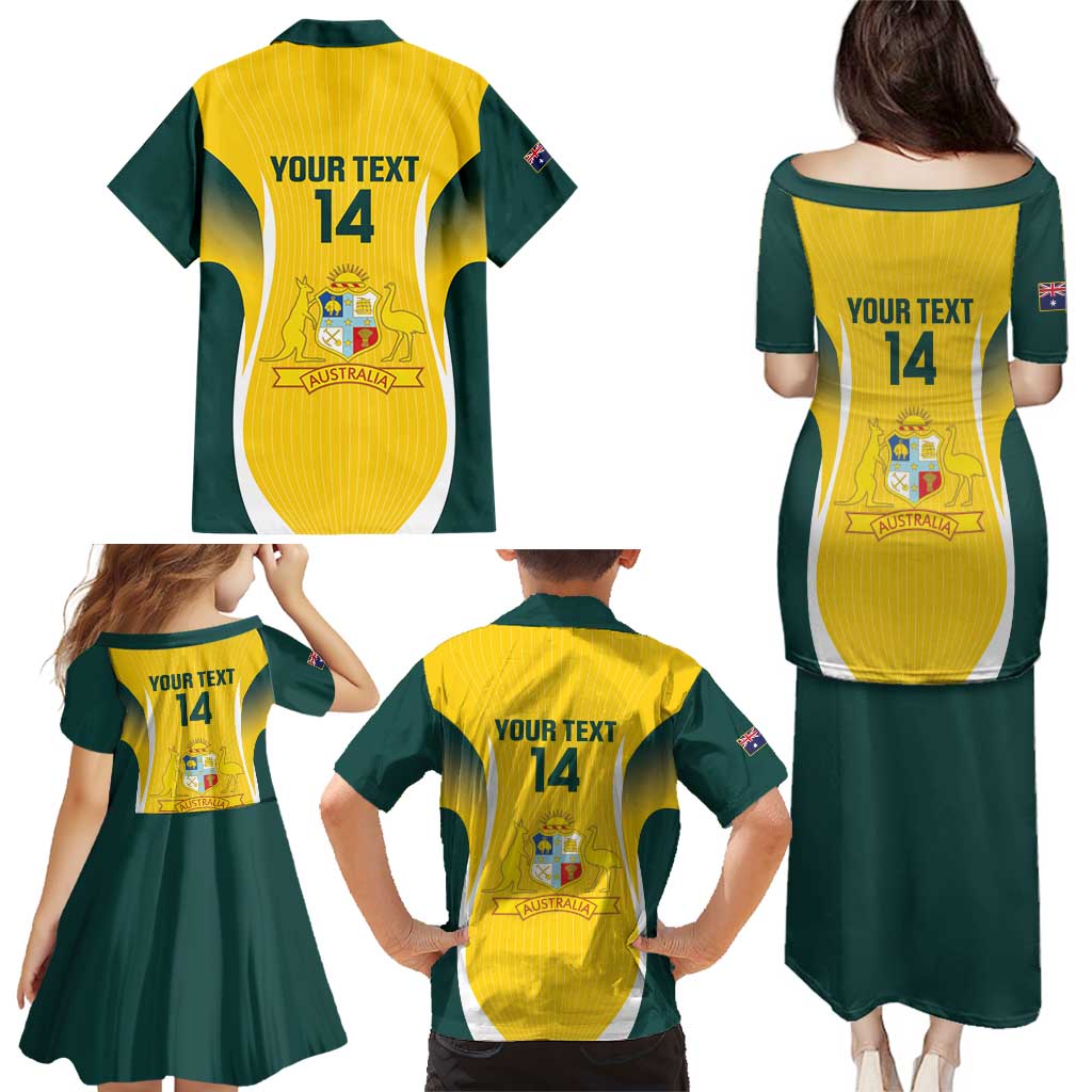 Custom Australia Cricket Family Matching Puletasi and Hawaiian Shirt Go Champions Aussie