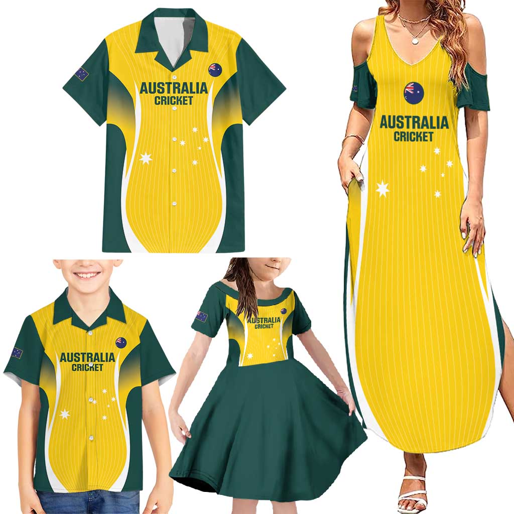 Custom Australia Cricket Family Matching Summer Maxi Dress and Hawaiian Shirt Go Champions Aussie