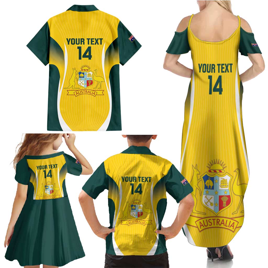 Custom Australia Cricket Family Matching Summer Maxi Dress and Hawaiian Shirt Go Champions Aussie