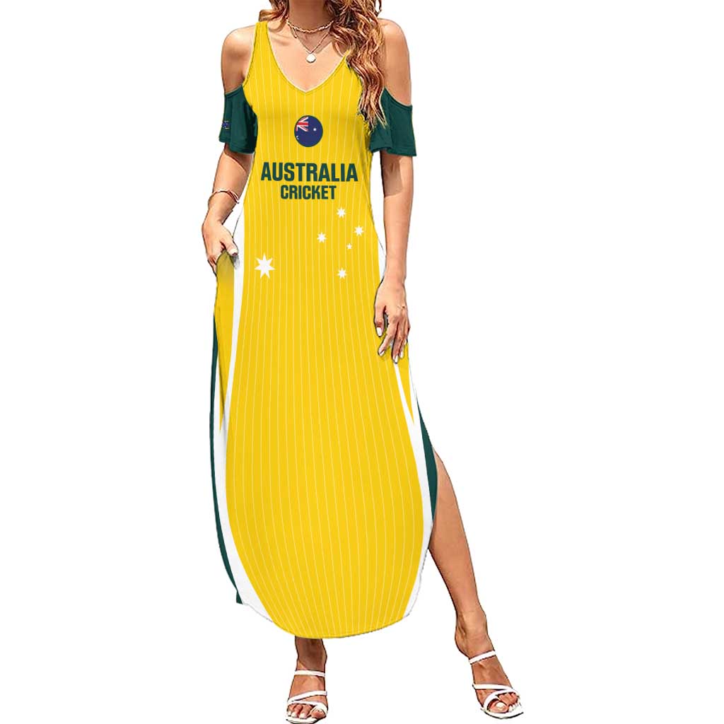 Custom Australia Cricket Family Matching Summer Maxi Dress and Hawaiian Shirt Go Champions Aussie