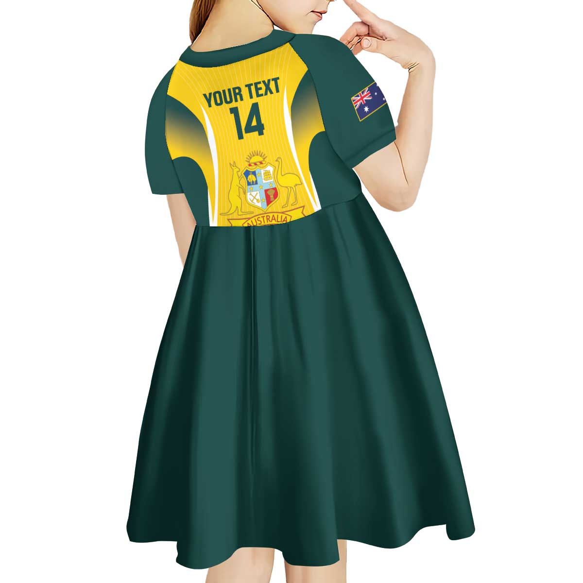 Custom Australia Cricket Kid Short Sleeve Dress Go Champions Aussie - Vibe Hoodie Shop