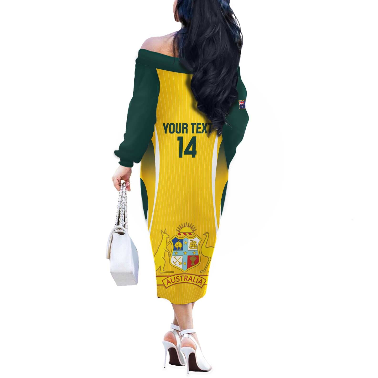 Custom Australia Cricket Off The Shoulder Long Sleeve Dress Go Champions Aussie