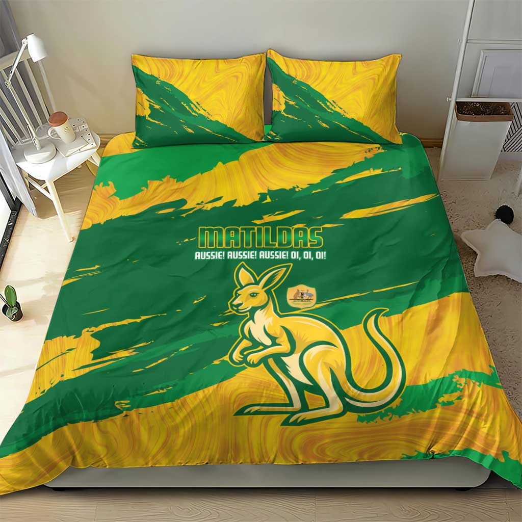 Australia Soccer Bedding Set 2025 Go Matildas Marble Grunge Style - Vibe Hoodie Shop