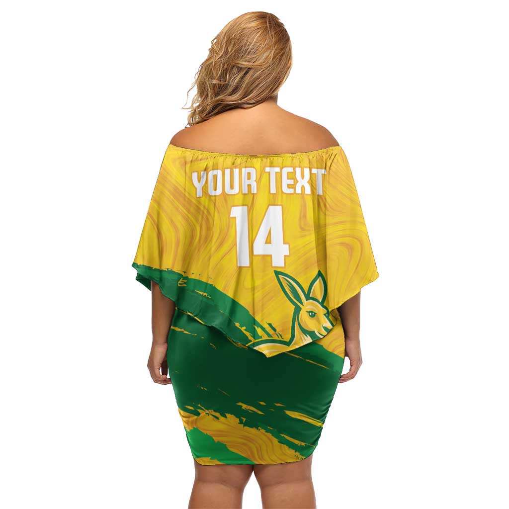 Custom Australia Soccer Family Matching Off Shoulder Short Dress and Hawaiian Shirt 2025 Go Matildas Marble Grunge Style