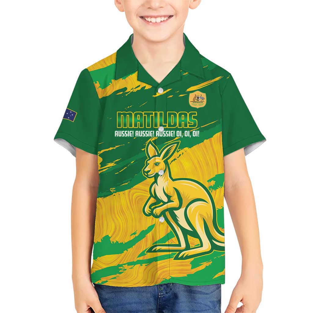 Custom Australia Soccer Family Matching Off Shoulder Short Dress and Hawaiian Shirt 2025 Go Matildas Marble Grunge Style