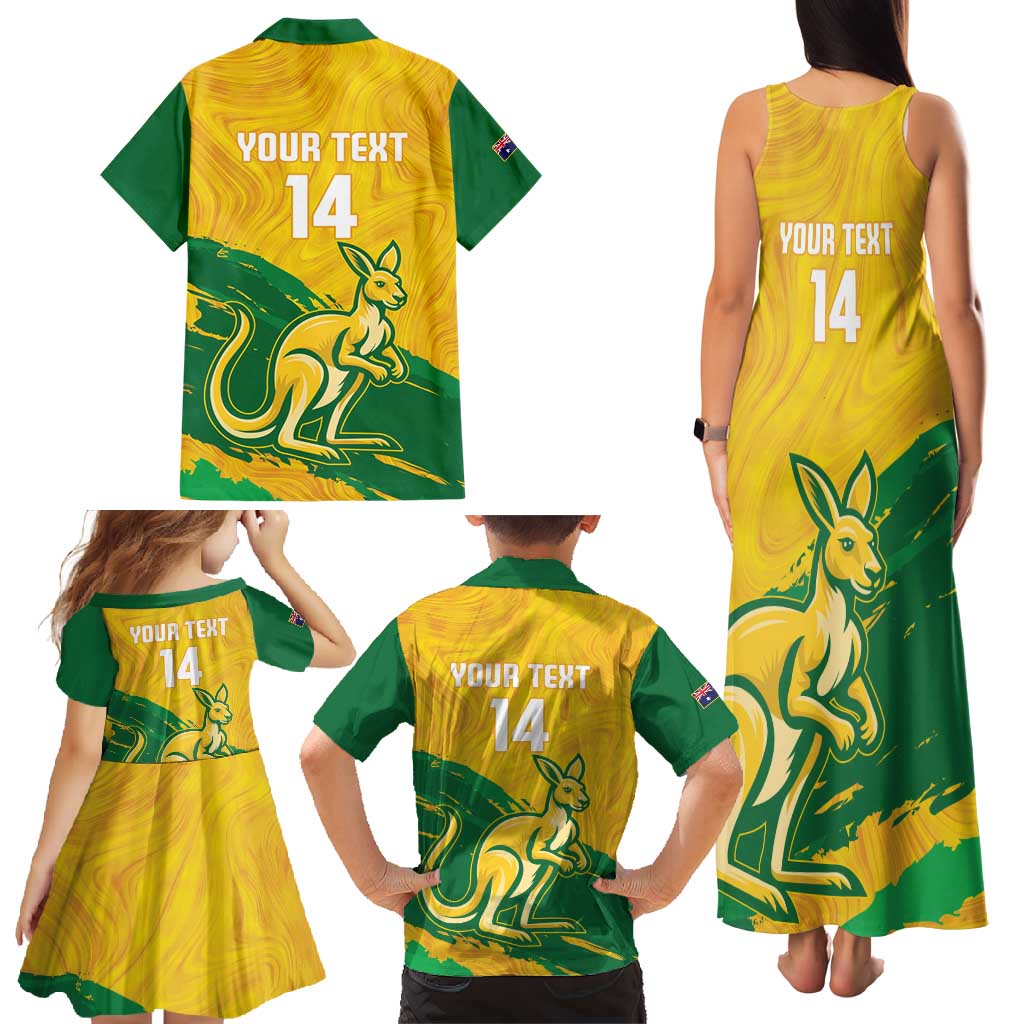 Custom Australia Soccer Family Matching Tank Maxi Dress and Hawaiian Shirt 2025 Go Matildas Marble Grunge Style