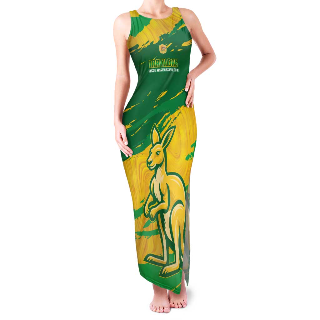 Custom Australia Soccer Family Matching Tank Maxi Dress and Hawaiian Shirt 2025 Go Matildas Marble Grunge Style