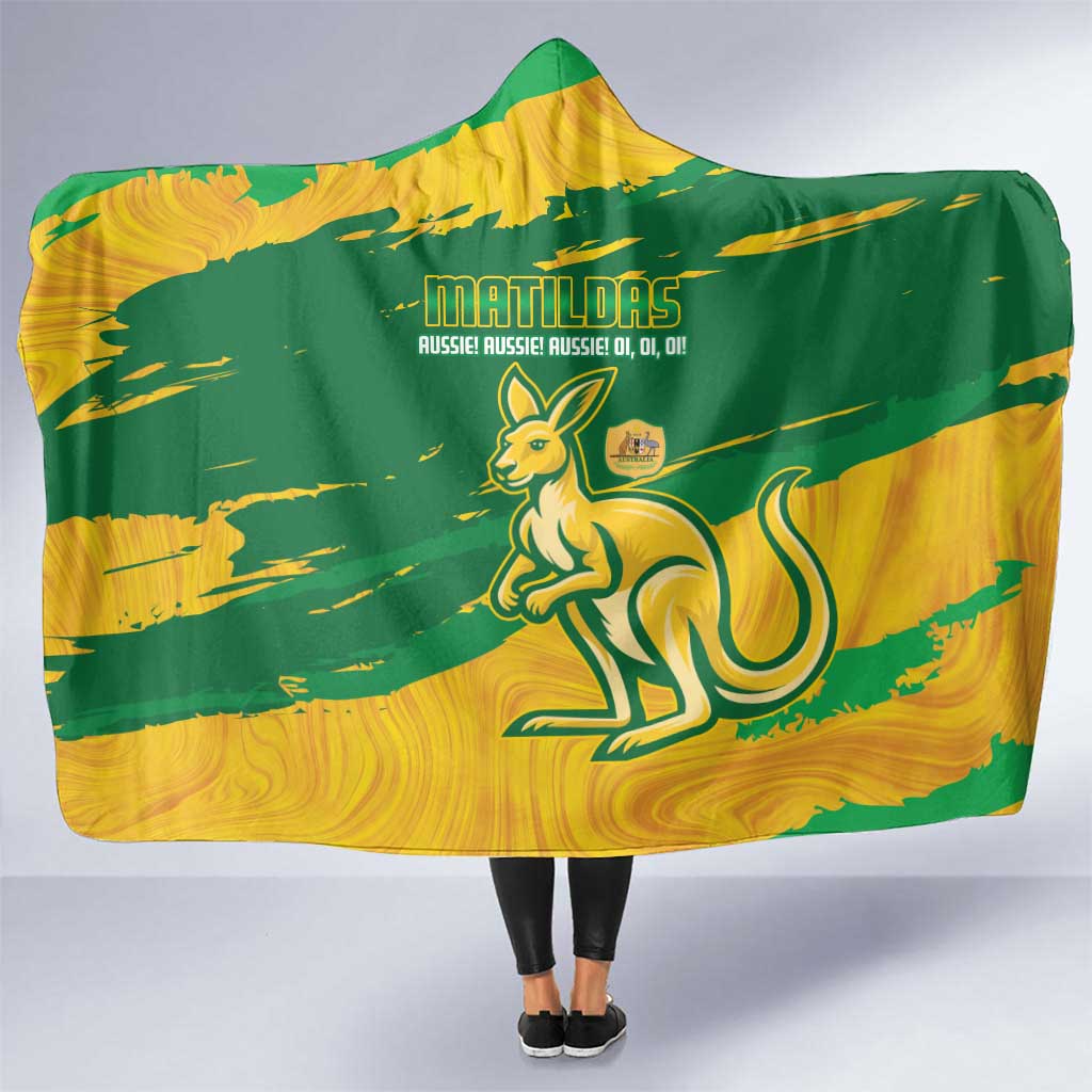 Australia Soccer Hooded Blanket 2025 Go Matildas Marble Grunge Style