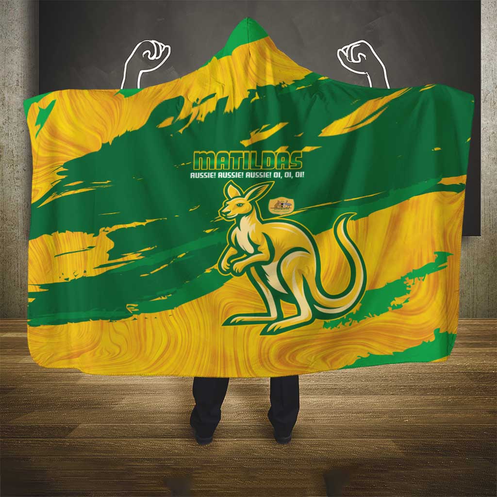 Australia Soccer Hooded Blanket 2025 Go Matildas Marble Grunge Style