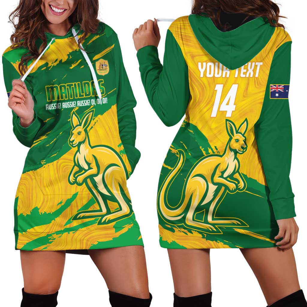 Custom Australia Soccer Hoodie Dress 2025 Go Matildas Marble Grunge Style - Vibe Hoodie Shop