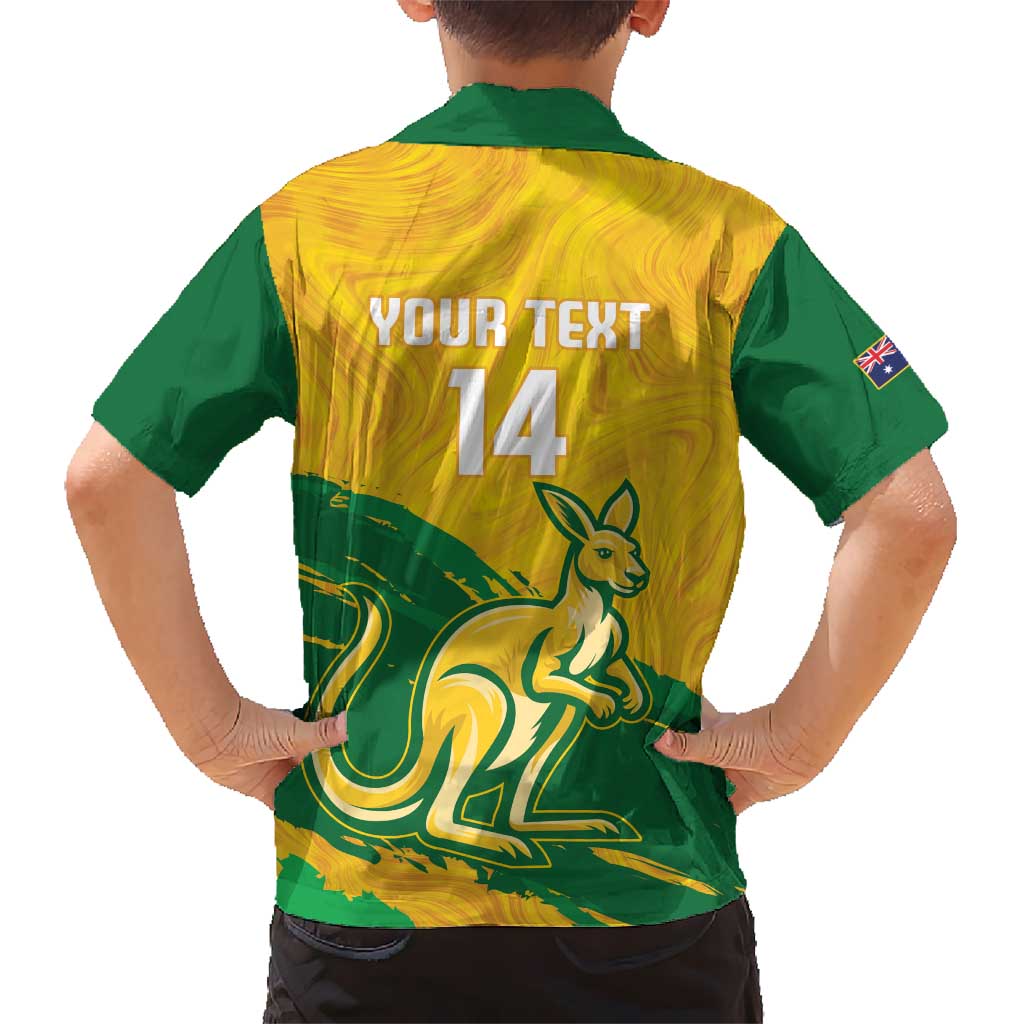 Custom Australia Soccer Kid Hawaiian Shirt 2025 Go Matildas Marble Grunge Style