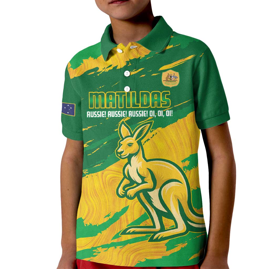 Custom Australia Soccer Kid Polo Shirt 2025 Go Matildas Marble Grunge Style - Vibe Hoodie Shop