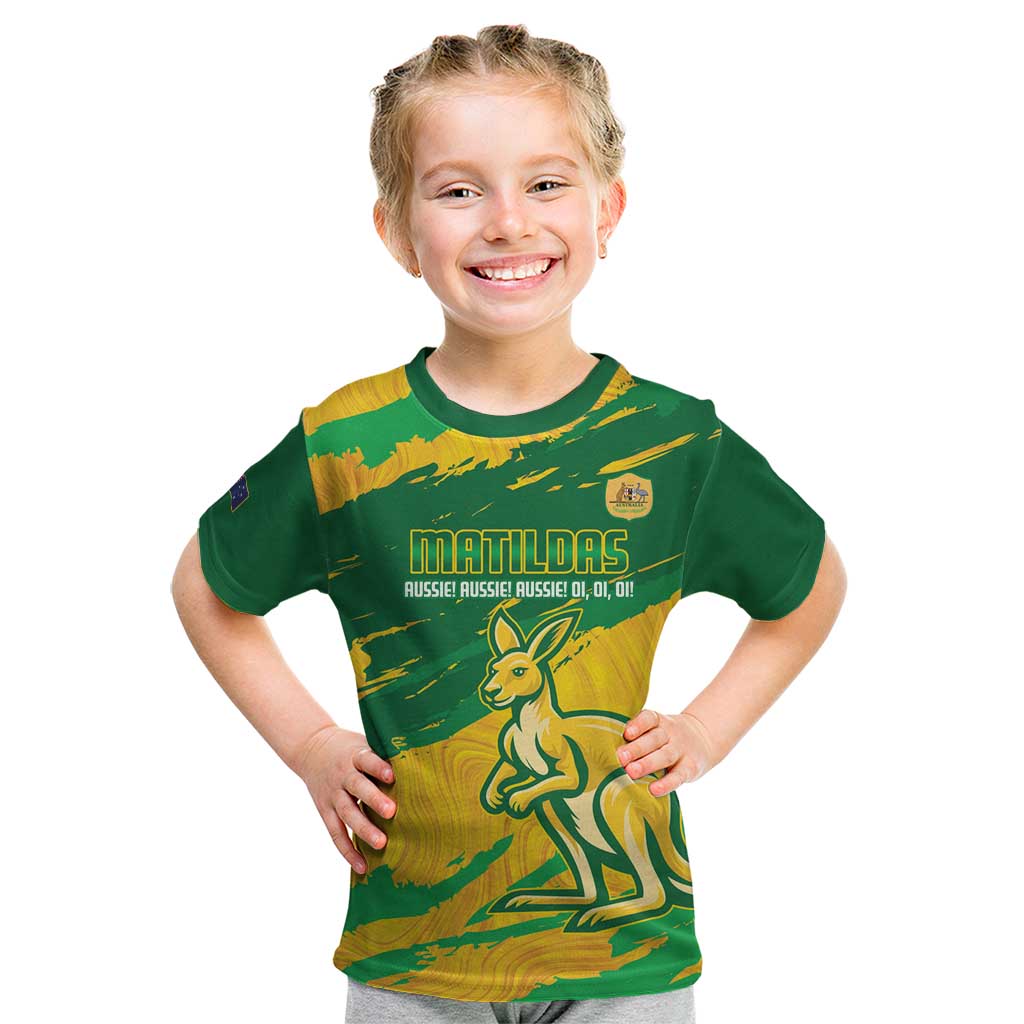 Custom Australia Soccer Kid T Shirt 2025 Go Matildas Marble Grunge Style - Vibe Hoodie Shop