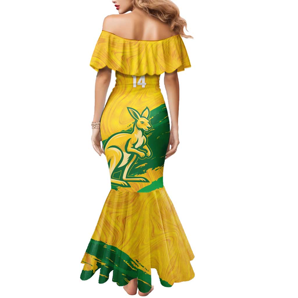 Custom Australia Soccer Mermaid Dress 2025 Go Matildas Marble Grunge Style