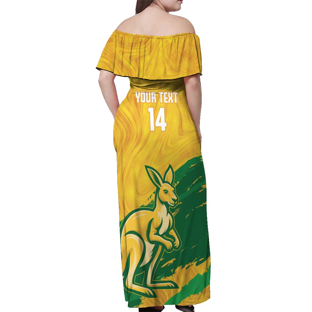 Custom Australia Soccer Off Shoulder Maxi Dress 2025 Go Matildas Marble Grunge Style