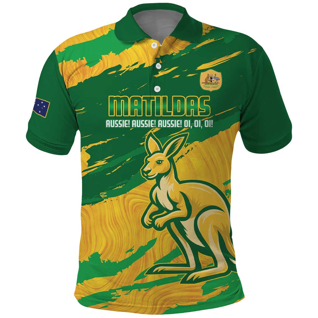 Custom Australia Soccer Polo Shirt 2025 Go Matildas Marble Grunge Style - Vibe Hoodie Shop