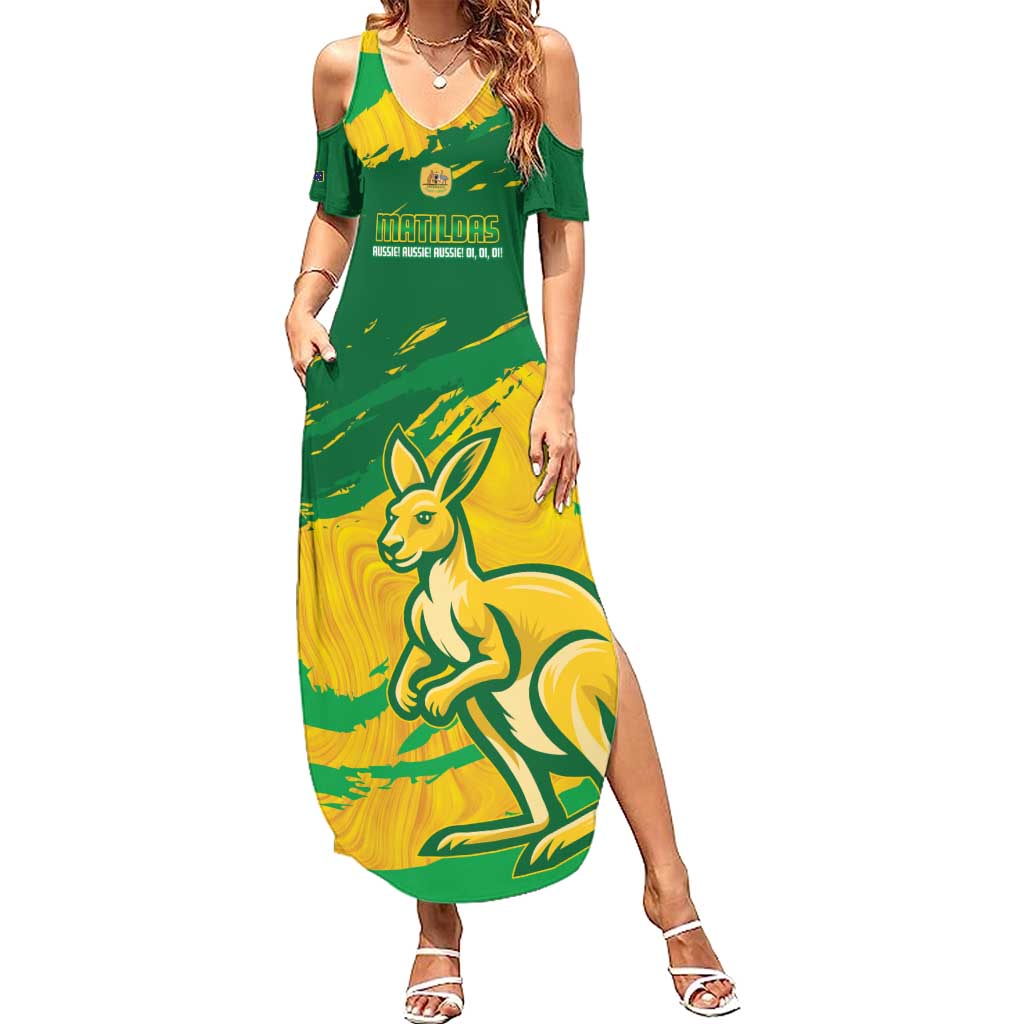 Custom Australia Soccer Summer Maxi Dress 2025 Go Matildas Marble Grunge Style