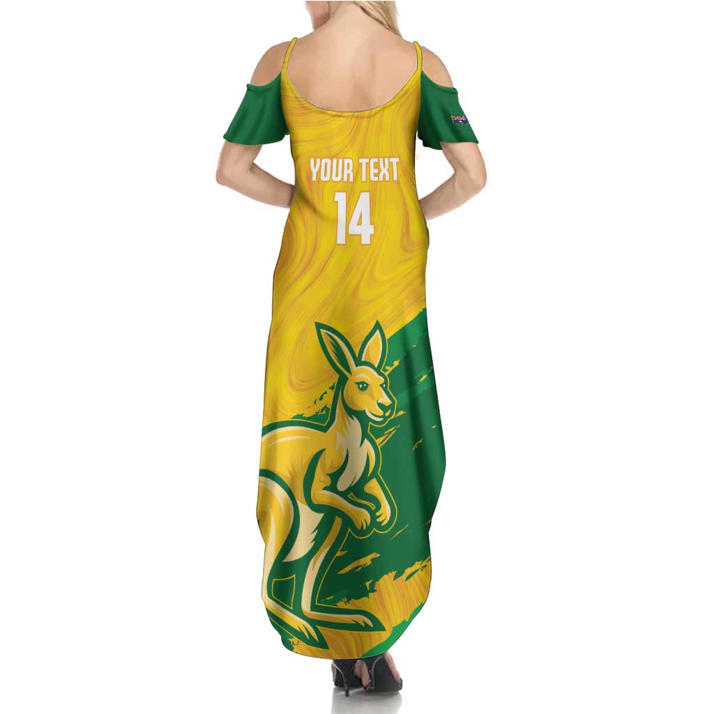 Custom Australia Soccer Summer Maxi Dress 2025 Go Matildas Marble Grunge Style