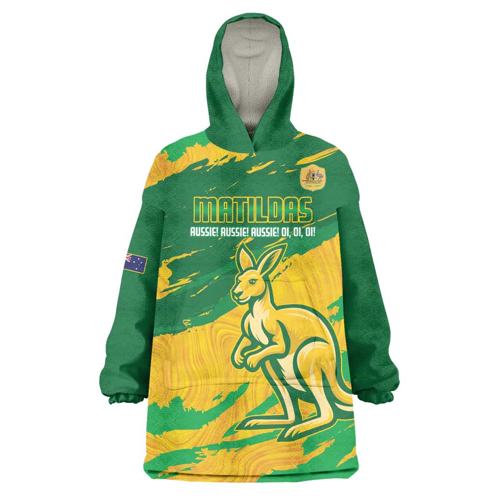 Custom Australia Soccer Wearable Blanket Hoodie 2025 Go Matildas Marble Grunge Style - Vibe Hoodie Shop