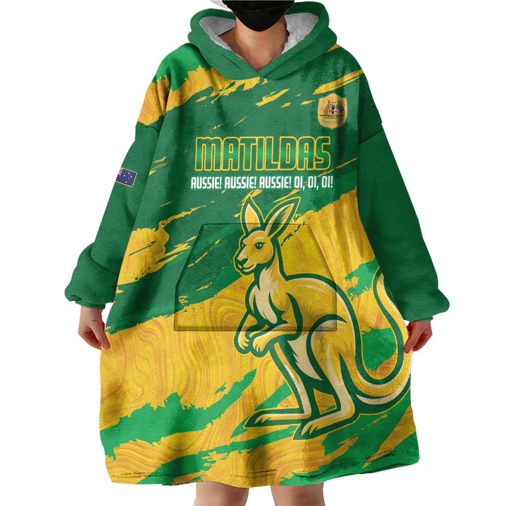 Custom Australia Soccer Wearable Blanket Hoodie 2025 Go Matildas Marble Grunge Style - Vibe Hoodie Shop