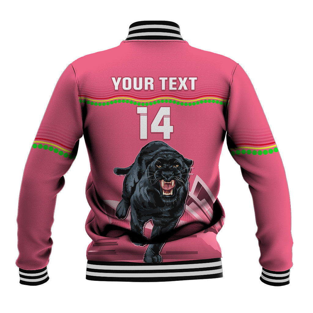 Custom Australia Day Panthers Baseball Jacket NRL 2024 Sydney Opera House With Map - Pink - Vibe Hoodie Shop