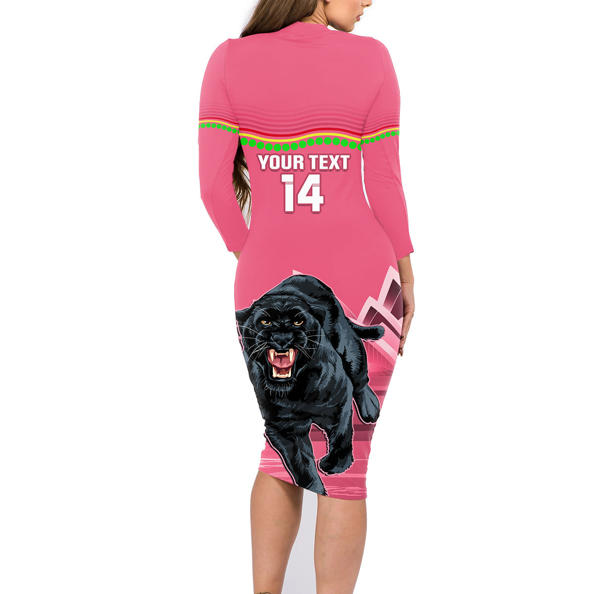 Custom Australia Day Panthers Family Matching Long Sleeve Bodycon Dress and Hawaiian Shirt NRL 2024 Sydney Opera House With Map - Pink