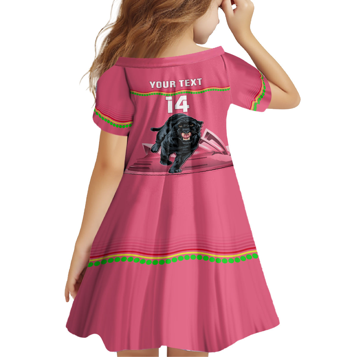 Custom Australia Day Panthers Family Matching Off Shoulder Long Sleeve Dress and Hawaiian Shirt NRL 2024 Sydney Opera House With Map - Pink