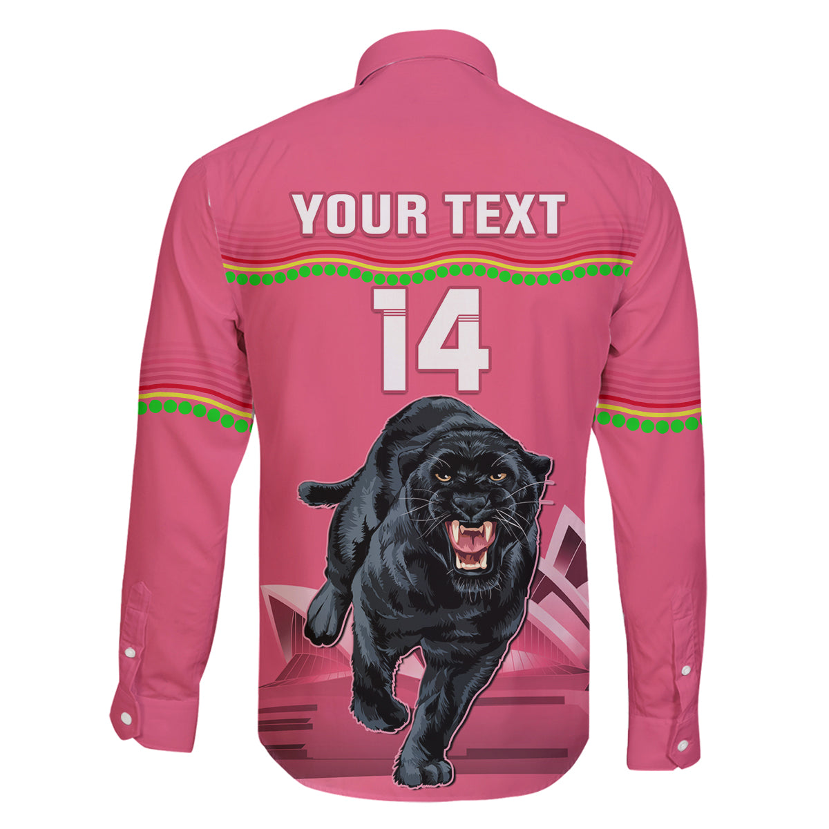 Custom Australia Day Panthers Family Matching Off Shoulder Short Dress and Hawaiian Shirt NRL 2024 Sydney Opera House With Map - Pink