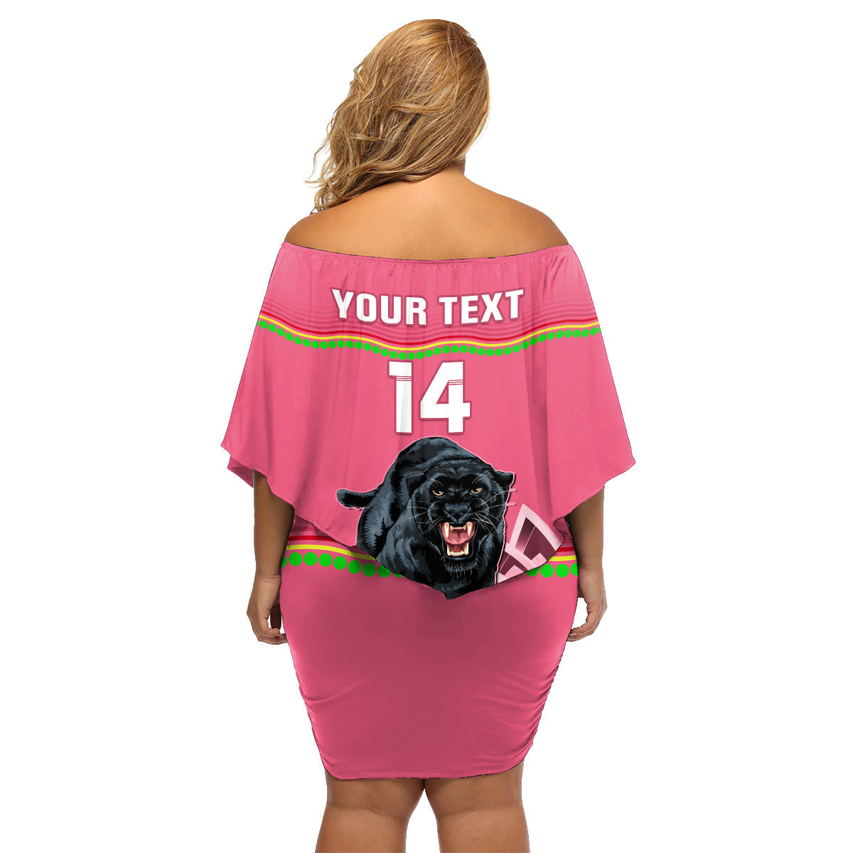 Custom Australia Day Panthers Family Matching Off Shoulder Short Dress and Hawaiian Shirt NRL 2024 Sydney Opera House With Map - Pink