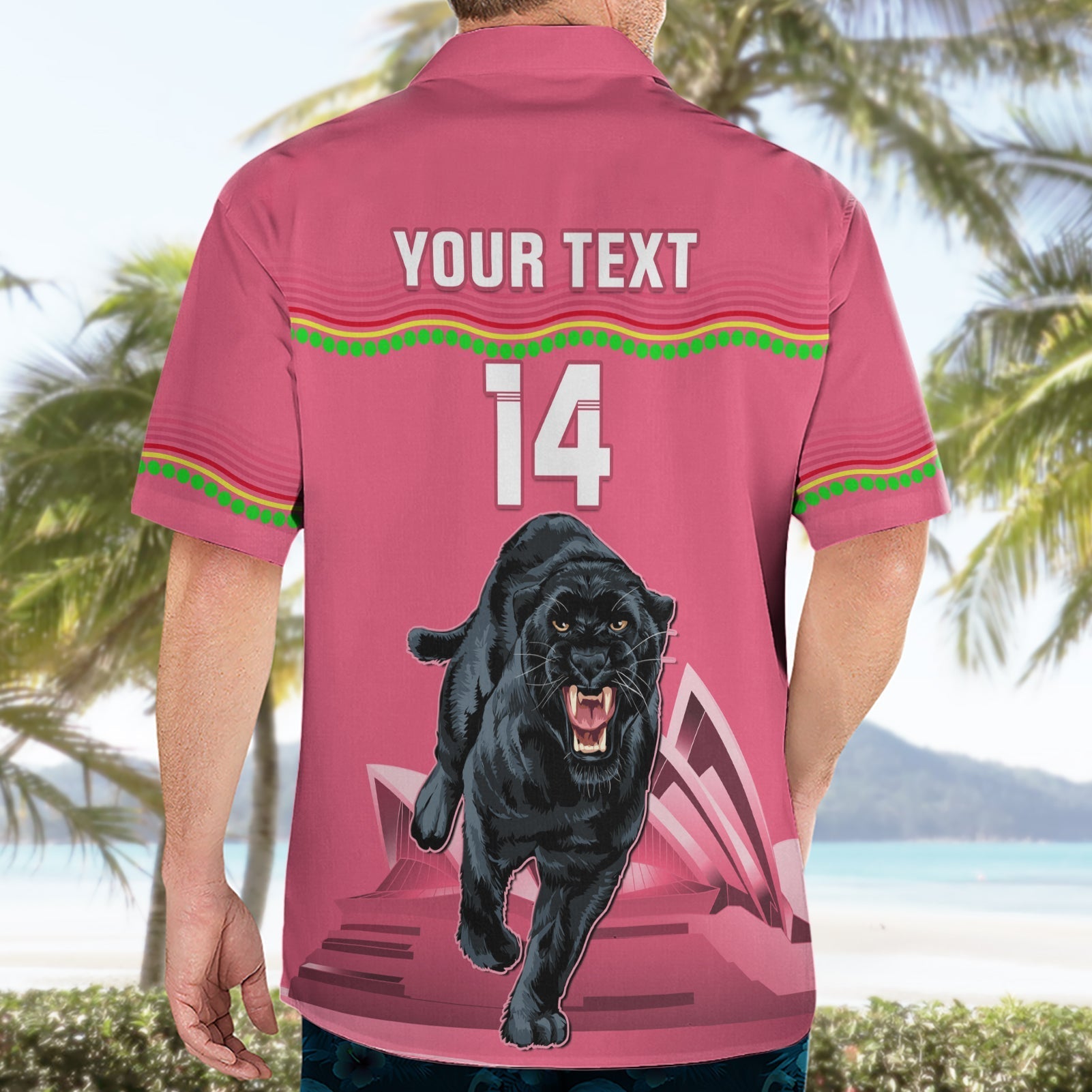 Custom Australia Day Panthers Hawaiian Shirt NRL 2024 Sydney Opera House With Map - Pink - Vibe Hoodie Shop