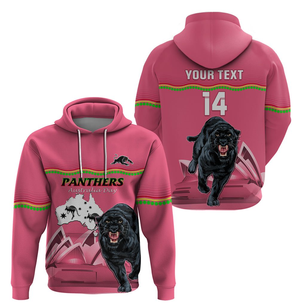 Custom Australia Day Panthers Hoodie NRL 2024 Sydney Opera House With Map - Pink - Vibe Hoodie Shop