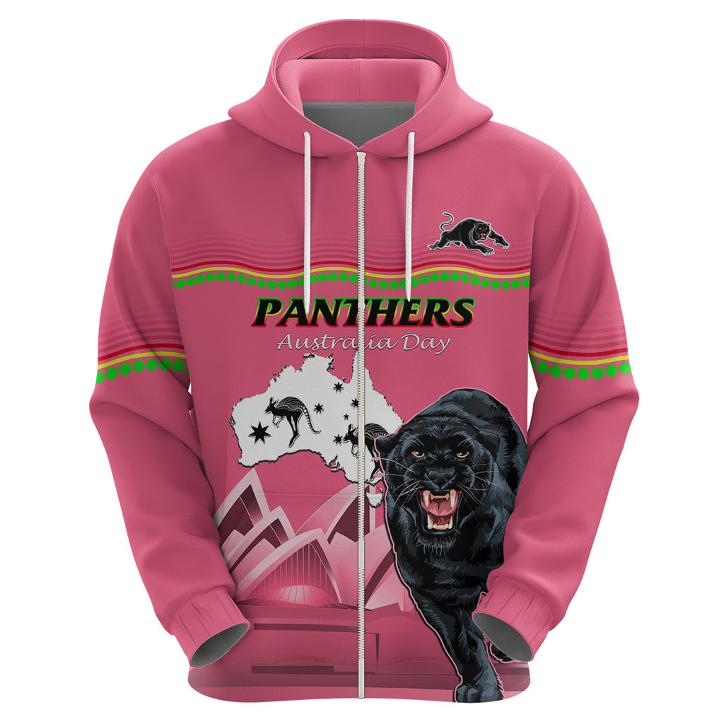 Custom Australia Day Panthers Hoodie NRL 2024 Sydney Opera House With Map - Pink - Vibe Hoodie Shop