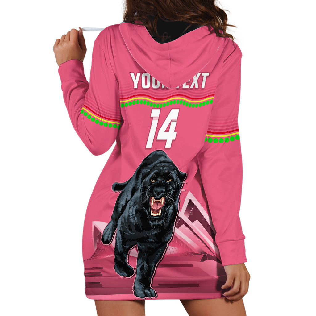 Custom Australia Day Panthers Hoodie Dress NRL 2024 Sydney Opera House With Map - Pink - Vibe Hoodie Shop