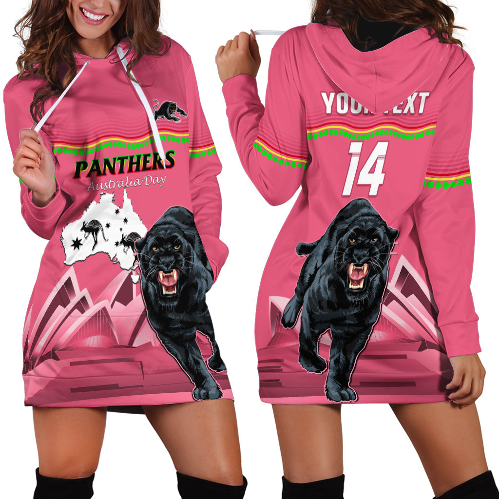 Custom Australia Day Panthers Hoodie Dress NRL 2024 Sydney Opera House With Map - Pink - Vibe Hoodie Shop