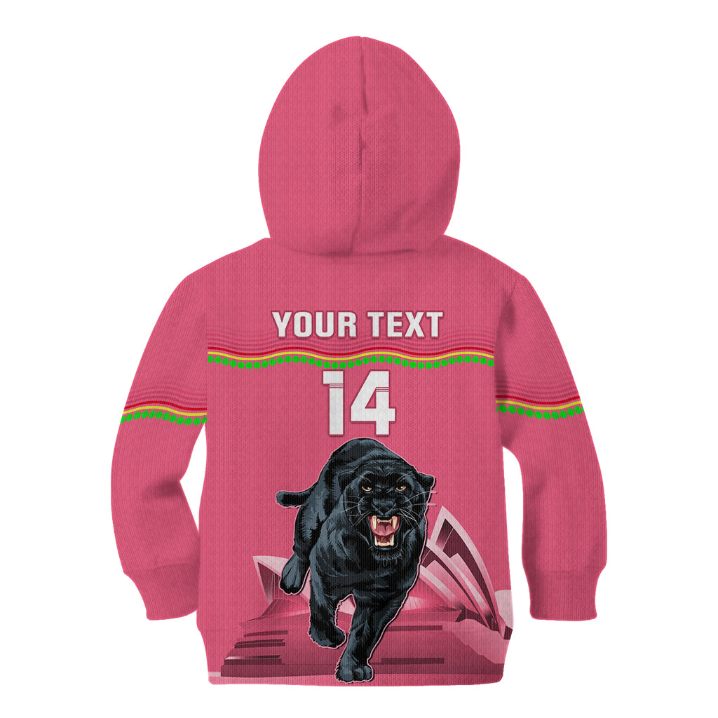 Custom Australia Day Panthers Kid Hoodie NRL 2024 Sydney Opera House With Map - Pink - Vibe Hoodie Shop