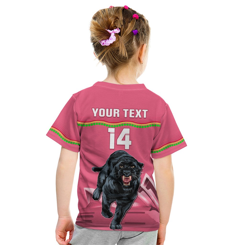 Custom Australia Day Panthers Kid T Shirt NRL 2024 Sydney Opera House With Map - Pink - Vibe Hoodie Shop