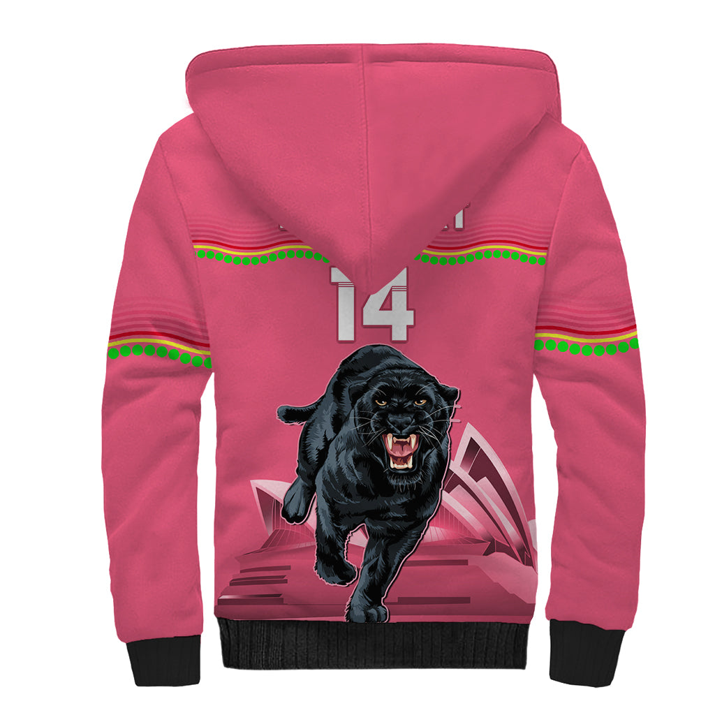 Custom Australia Day Panthers Sherpa Hoodie NRL 2024 Sydney Opera House With Map - Pink - Vibe Hoodie Shop