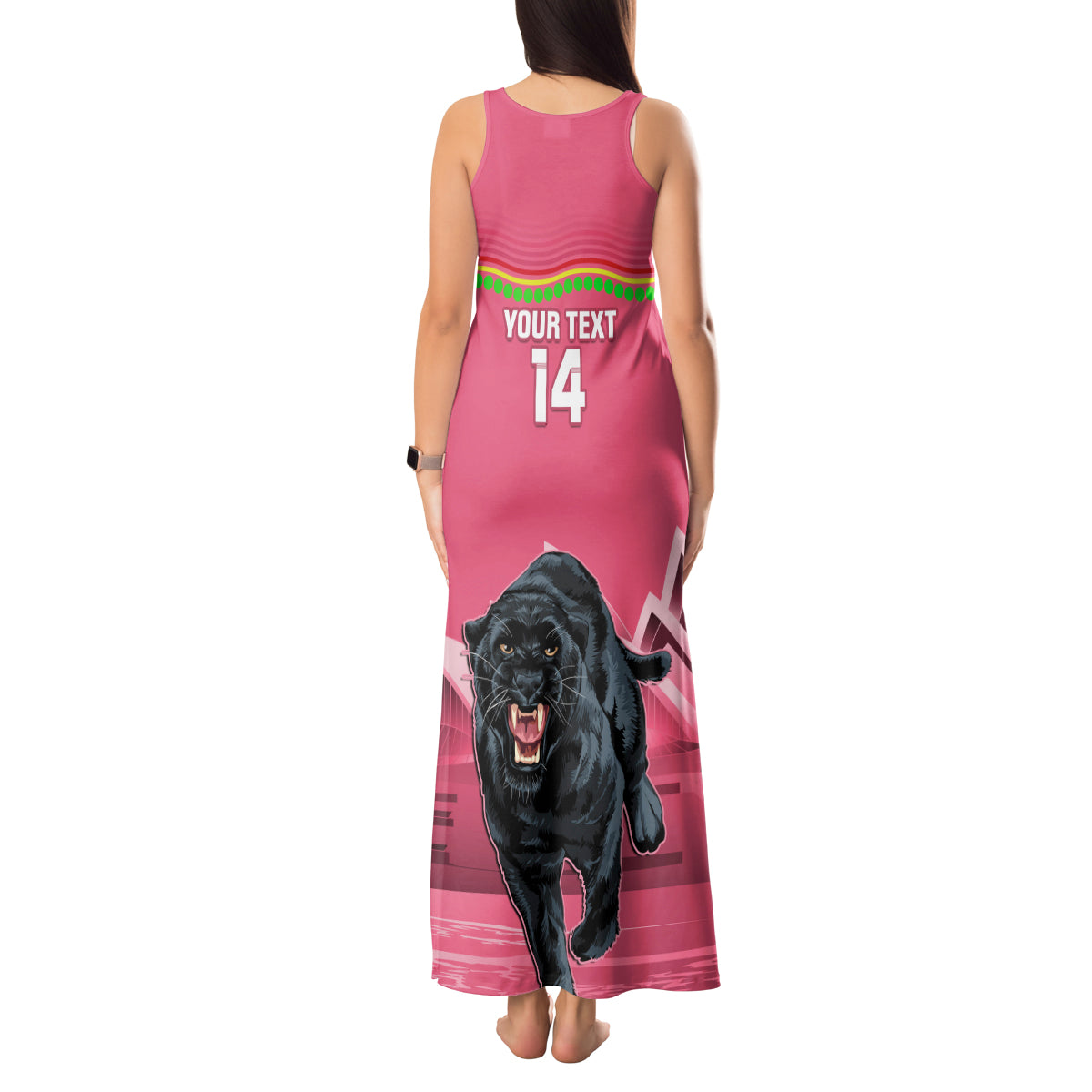 Custom Australia Day Panthers Tank Maxi Dress NRL 2024 Sydney Opera House With Map - Pink