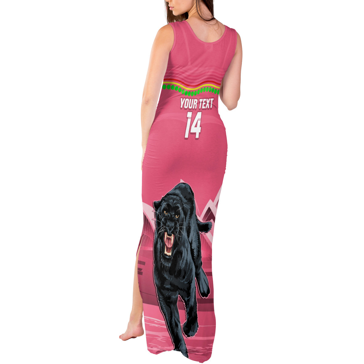 Custom Australia Day Panthers Tank Maxi Dress NRL 2024 Sydney Opera House With Map - Pink