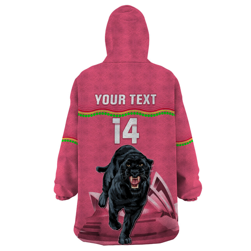 Custom Australia Day Panthers Wearable Blanket Hoodie NRL 2024 Sydney Opera House With Map - Pink - Vibe Hoodie Shop