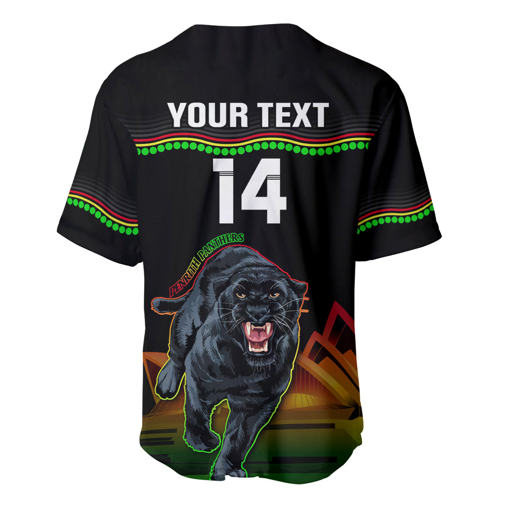 Custom Australia Day Panthers Baseball Jersey NRL 2024 Sydney Opera House With Map - Black - Vibe Hoodie Shop