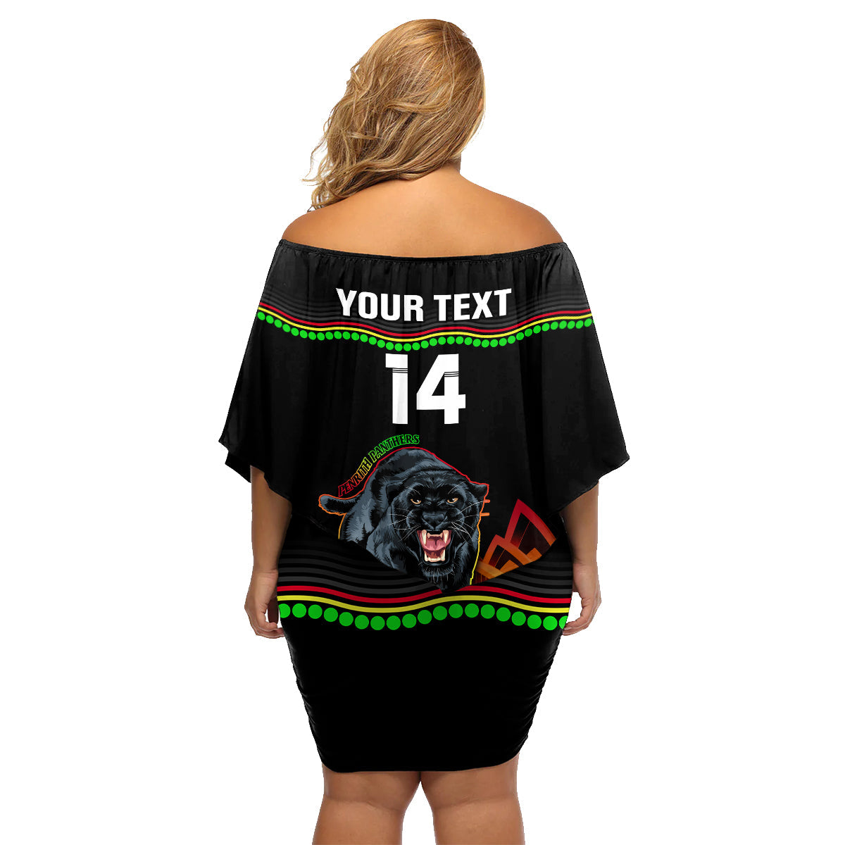 Custom Australia Day Panthers Family Matching Off Shoulder Short Dress and Hawaiian Shirt NRL 2024 Sydney Opera House With Map - Black