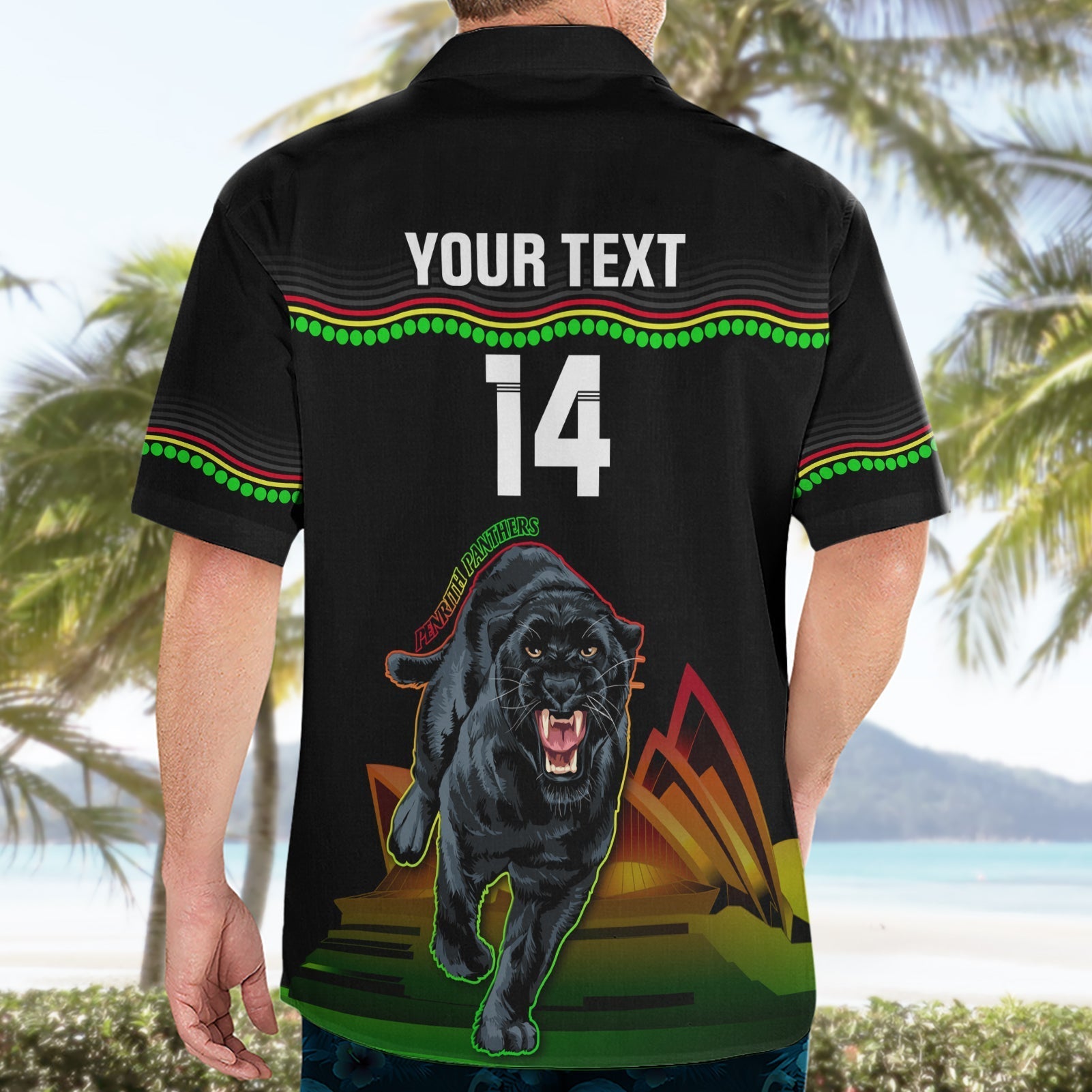 Custom Australia Day Panthers Hawaiian Shirt NRL 2024 Sydney Opera House With Map - Black - Vibe Hoodie Shop